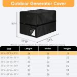 TENTVIA Universal Generator Cover 24 to 38 Inches 600D Heavy Duty Oxford. Dustproof and Waterproof Protection for Most 1500-15000W Generators, Black