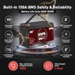 UAZ 12V 100Ah LiFePO4 Deep Cycle Marine Battery