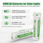 WENJOOP 8 AA Rechargeable Batteries for Solar Lights