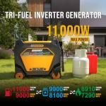 11,000W Tri-Fuel Inverter Generator - Super Quiet