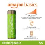 Amazon Basics 24-Pack Rechargeable AA NiMH High-Capacity Batteries, 2400 mAh, 1.2V, Low Self Discharge, Pre-Charged, Recharge up to 400x Times
