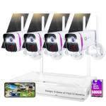 xmartO Wireless Solar Security Camera System, 10CH 4K Expandable WiFi6 NVR+4*4MP 2K Outdoor Cams, All Weather Solar, 2-Way Audio, IR&Color NV, Long Range WiFi Mesh, Free 2-Years Video,No Monthly Fees