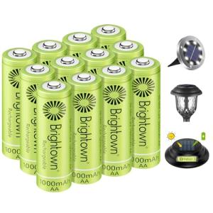 Brightown 12-Pack Rechargeable AA NiMH Batteries