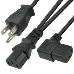 Conntek Power Cord Splitter, NEMA 5-15P to Dual IEC C13