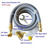 GRILLJOB 15FT 3/4" Natural Gas Hose w/ Quick Connect