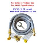 GRILLJOB 15FT 3/4" Natural Gas Hose w/ Quick Connect