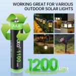 High Capacity AAA Solar Rechargeable Batteries - 8 Pack