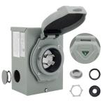 30 Amp Weatherproof Generator Inlet Box, NEMA L14-30P