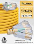 25Ft Heavy Duty Outdoor Extension Cord with 3 Outlets