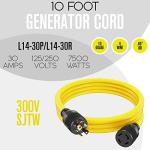 Houseables 30 Amp Heavy Duty Generator Cord 10FT