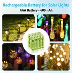 Brightown 12-Pack Rechargeable AAA Solar Batteries