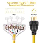 30 Amp to 15 Amp Generator Power Cord Adapter