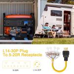 30 Amp to 15 Amp Generator Power Cord Adapter