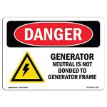Generator Neutral Not Bonded OSHA Danger Sign