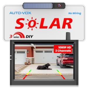 AUTO-VOX Wireless Solar Rearview Camera with HD Display