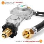 GasSaf 5FT Propane Regulator with Hose and 90° Angle