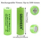 GSUIVEER 600mAh Rechargeable AA Batteries for Solar Lights