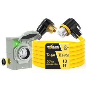 YOMILINK 50 Amp Generator Cord with Inlet Box