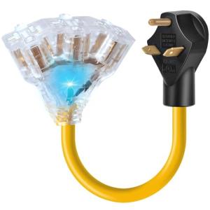 30 Amp RV Distribution Adapter with Lighted End