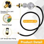 Azdele Propane Regulator with Hose and Gauge