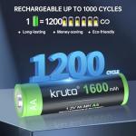 Kruta 20-Pack Rechargeable AA Solar Batteries 1600mAh