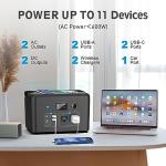 Powkey 600W Portable Power Station with Dual AC Outlets