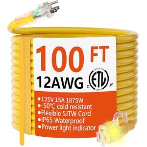Heavy Duty 100 ft Outdoor Extension Cord – Yellow