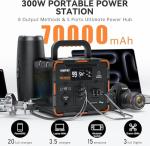 300W Portable Solar Generator with 70,000mAh Battery