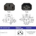 Chenyang IEC 320 C14 to 2 C13 Y Splitter Cable