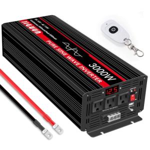 JIGUUN 3000W Pure Sine Wave Power Inverter