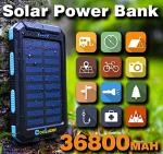 36800mAh Solar Power Bank with LED Flashlight