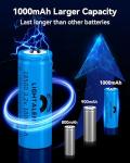 Lightalent 18500 3.2V Rechargeable LiFePO4 Batteries (4 Pack)
