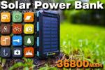 36800mAh Solar Power Bank with LED Flashlight