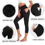 3 Pack High-Waisted Capri Leggings with Pockets
