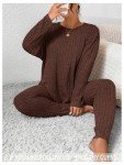 Plus Size Rib Knit Pajama Set in Coffee Brown