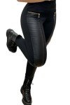 Black Faux Leather Tummy Control Motorcycle Leggings