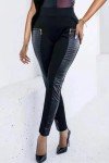 Black Faux Leather Tummy Control Motorcycle Leggings