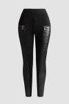 Black Faux Leather Tummy Control Motorcycle Leggings
