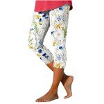 Floral Print Capri Leggings for Women