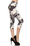 High Waisted Floral Space Print Capri Leggings
