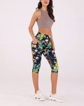Tropical Flower High-Waisted Yoga Capris with Pocket