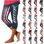 Patriotic High Waist Capri Leggings for Women