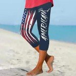 Patriotic High Waist Capri Leggings for Women