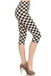 High Waisted Checkered & Animal Print Capri Leggings