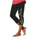Cute Paws Capri Leggings for Women - High Waisted