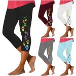 Cute Paws Capri Leggings for Women - High Waisted