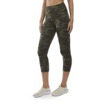 Olive Camo Print Capri Leggings for Women