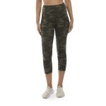 Olive Camo Print Capri Leggings for Women