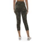 Olive Camo Print Capri Leggings for Women