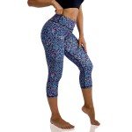 Kenntrice Glitter Printed Capri Yoga Pants with Pockets